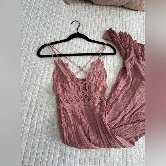 Free People Adella Maxi Slip Rose Pink Lace Dress - Picture 13 of 16